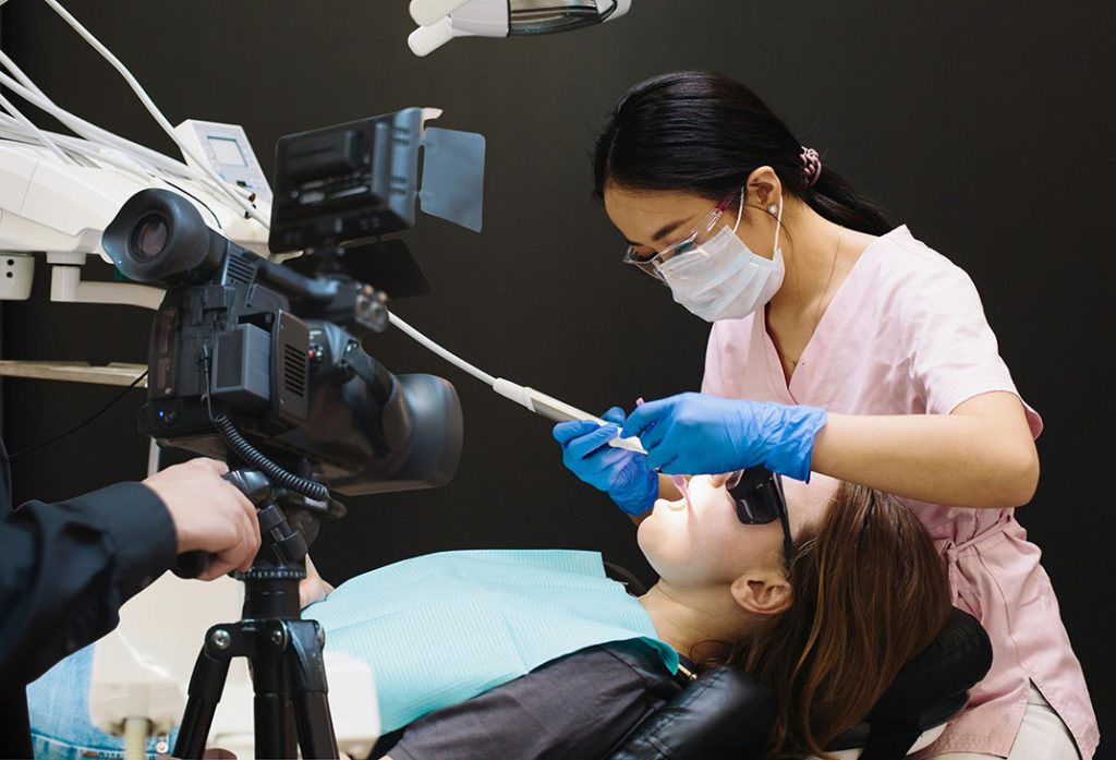 Behind the scenes filming of clinical excellence for an authentic Dental Office Tour Video Houston.