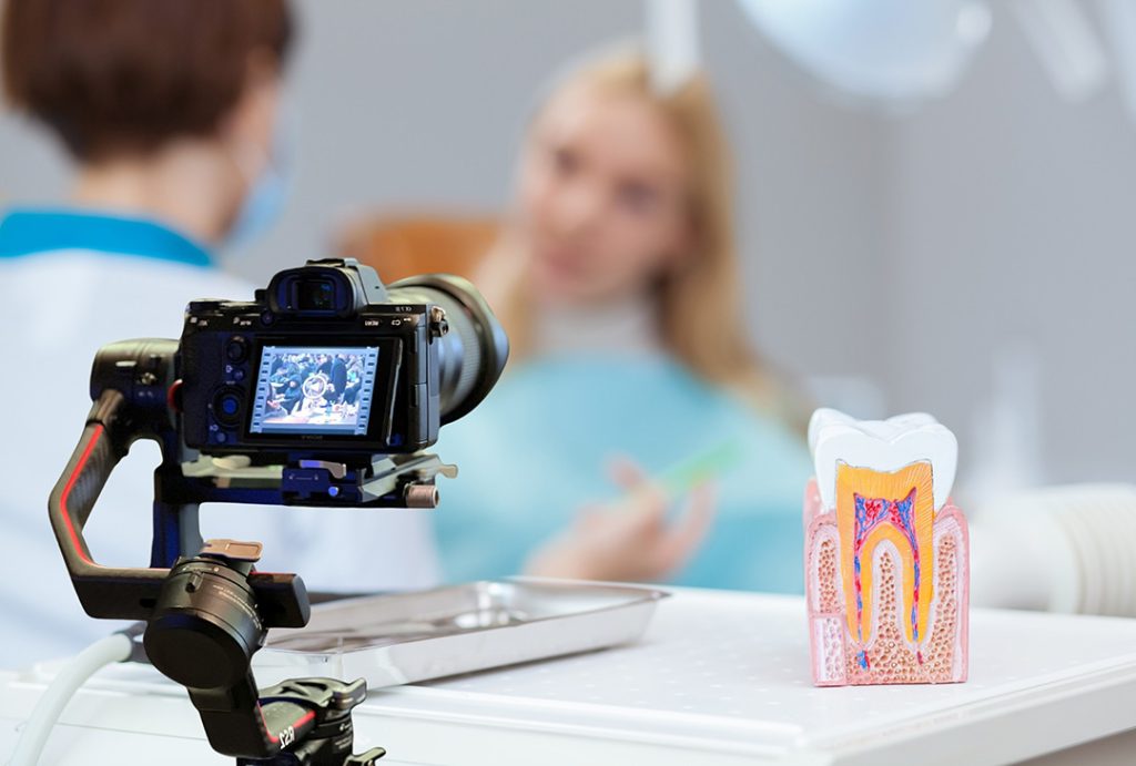 Detailed shot of a tooth model used in professional Dental Practice Marketing Videos Houston to educate clients.