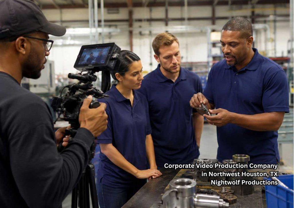 Videographer recording workforce training in a machine shop for a corporate video production company Houston brands hire.